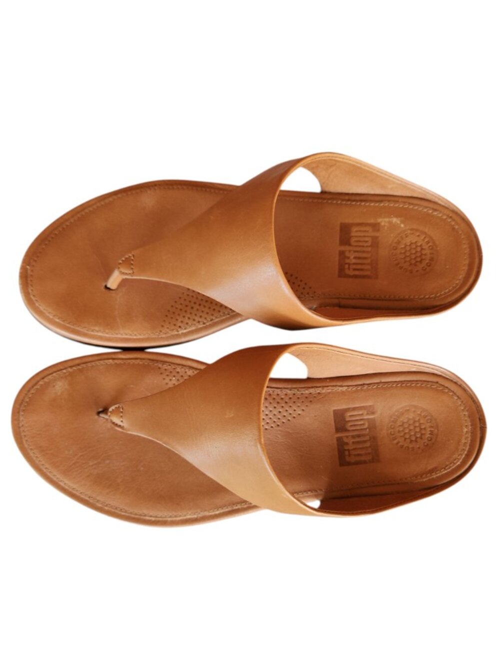 FitFlop Banda Brown Leather Toe Post Sandals Womens Size 7 Comfort Flip Flops - Picture 3 of 8